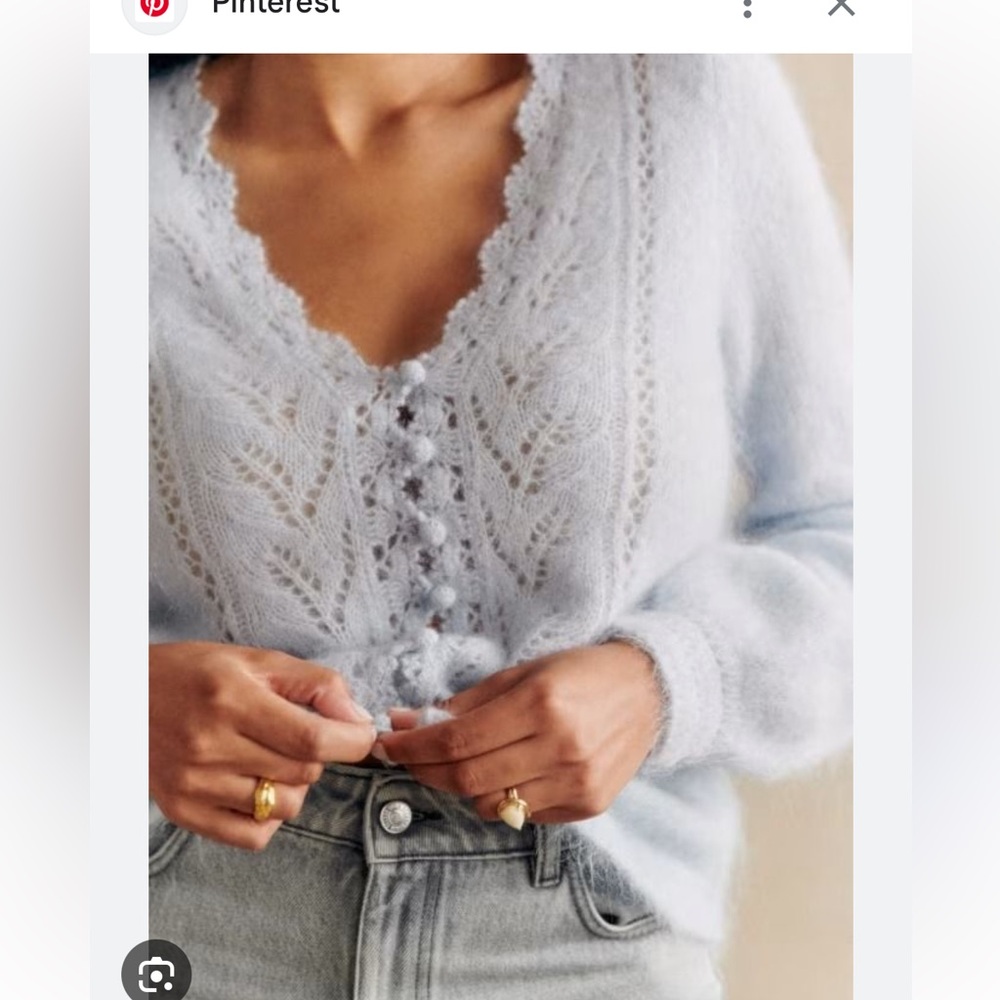 Sezane Angelo sky blue Knit Cardigan sz S